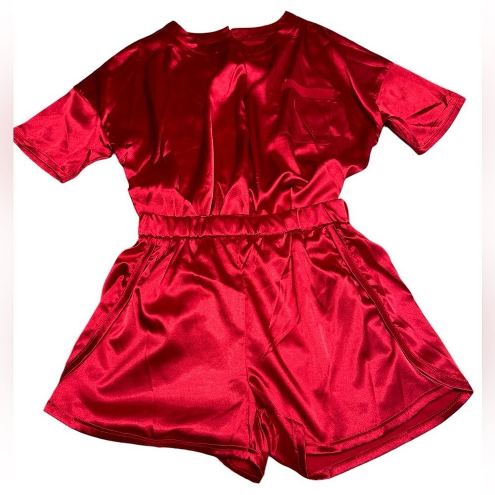 NWOT Pajama Short Set Color Red Size Small